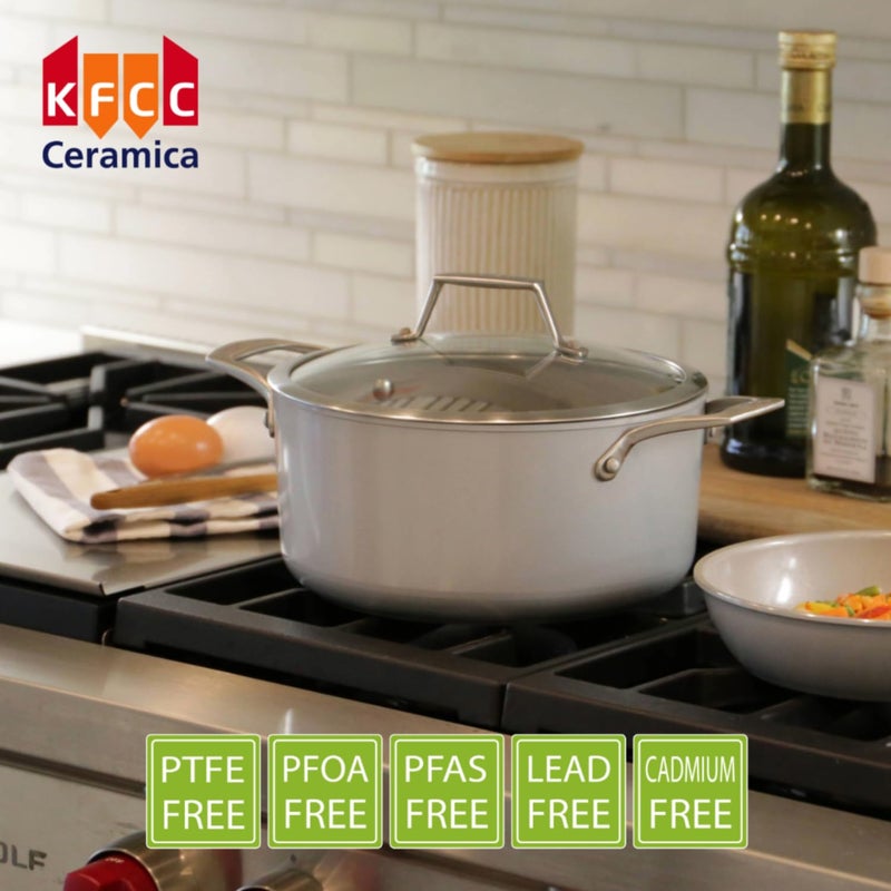 TECHEF - CeraTerra Collection, 5-quart Ceramic Nonstick Soup Pot with Glass Lid (PFAS, PTFE, and PFOA Free), Made in Korea (5-quart) - Image 3
